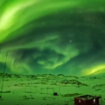 Aurora lights up the night sky over Zhongshan Station in Antarctica