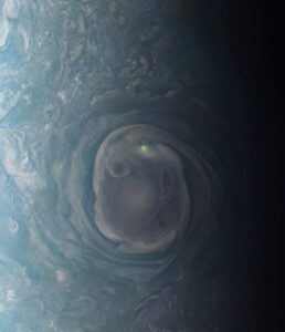 Lightning in Jupiter's North Polar Vortex captured by NASA's Juno spacecraft