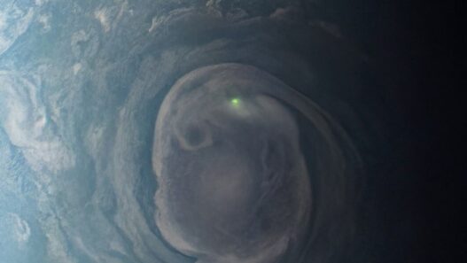 Lightning in Jupiter's North Polar Vortex captured by NASA's Juno spacecraft